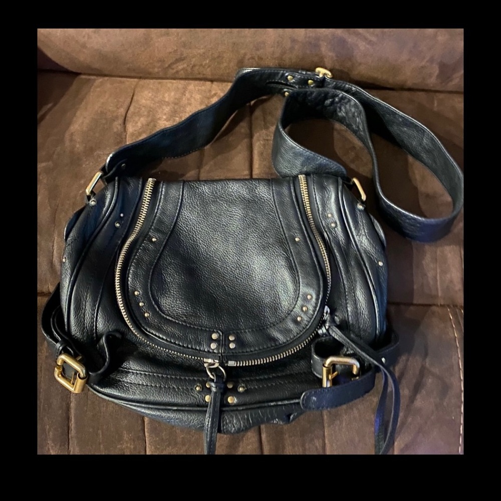 Black Chloe handbag with gold tone hardware.